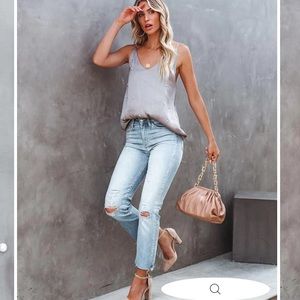 Brand new, never worn Vici satin and pearls cami tank